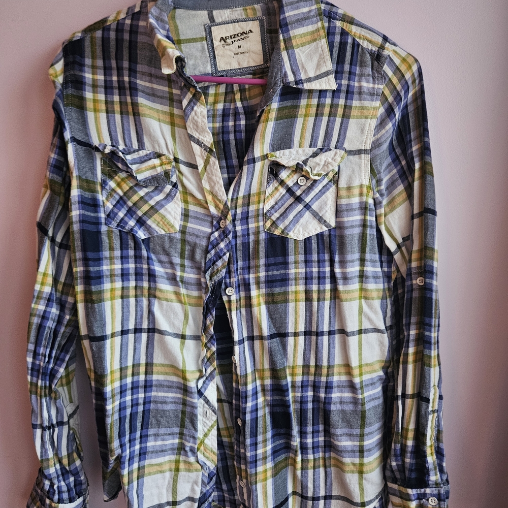 Blue and Green Plaid Shirt